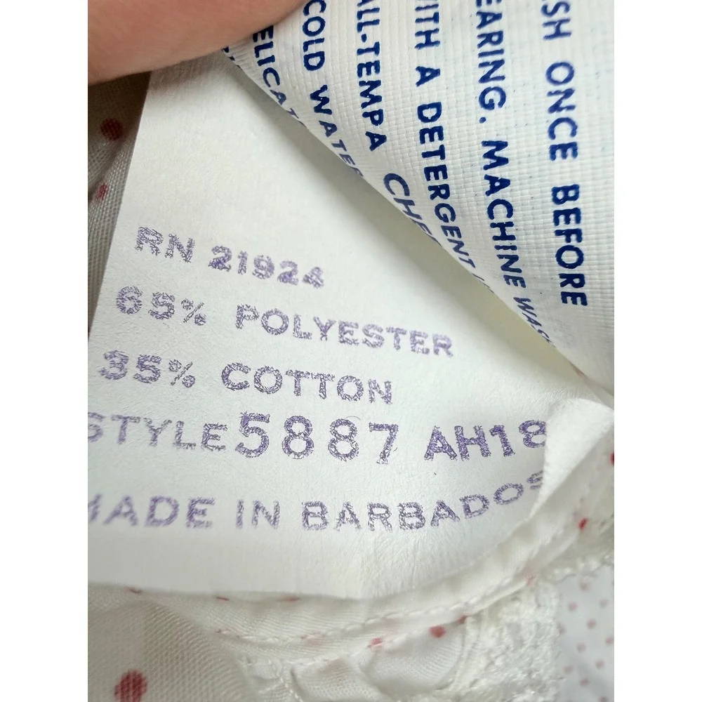 Polly Flinders‎ Vintage Girls Smocked Dress Red Polka Dot Floral Lace Size 4